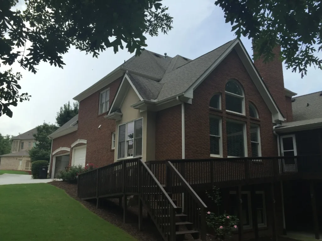 Single-family home exterior in a suburban neighborhood on an overcast day